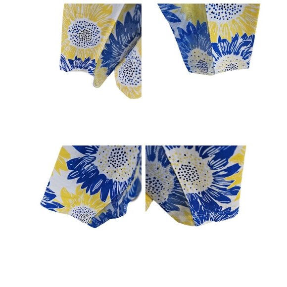 IBKUL Ruthie Sunflower UPF 50 Long Sleeve Quarter Zip Mock Neck Top Yellow Blue - Picture 7 of 14